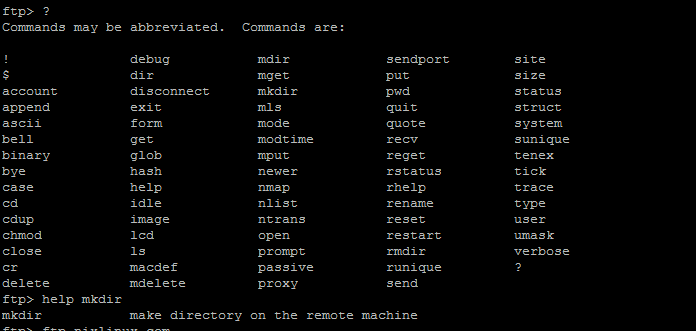 linux ftp command line example